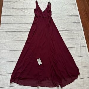 show me your mumu bridesmaid dress burgundy maroon size medium READ